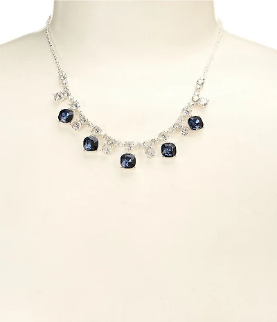 Cezanne Crystal Round Frontal Montana Stone Drop Collar Necklace