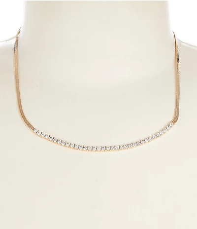 Cezanne Crystal Stone Delicate Curved Bar Frontal Collar Necklace