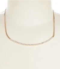 Cezanne Crystal Stone Delicate Curved Bar Frontal Collar Necklace