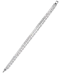 Cezanne CZ Navette & Round Rhinestone Chain Line Bracelet