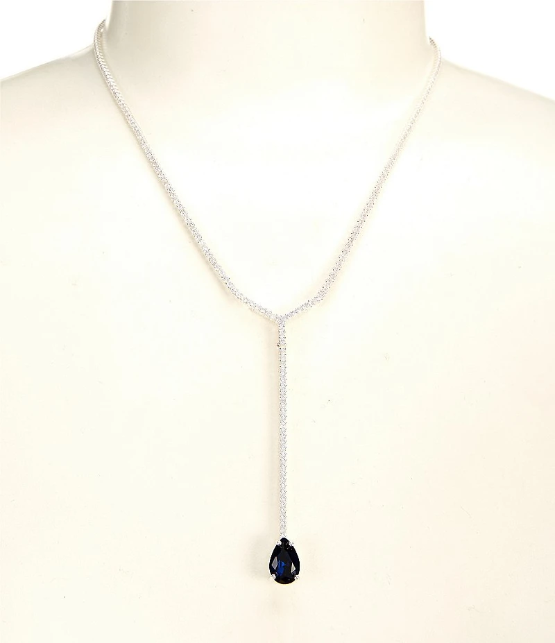 Cezanne CZ Rhinestone Chain Montana Teardrop Stone Y Necklace