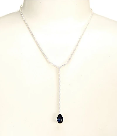 Cezanne CZ Rhinestone Chain Montana Teardrop Stone Y Necklace