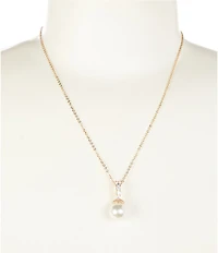 Cezanne CZ Stone Bail Pearl Drop Delicate Chain Short Pendant Necklace