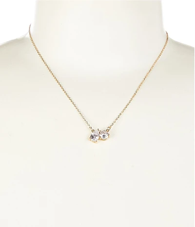 Cezanne CZ Teardrop & Round Stone Delicate Chain Short Pendant Necklace