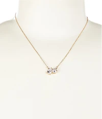 Cezanne CZ Teardrop & Round Stone Delicate Chain Short Pendant Necklace