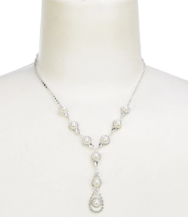 Cezanne Daisy Pearl Halo Link Y-Necklace
