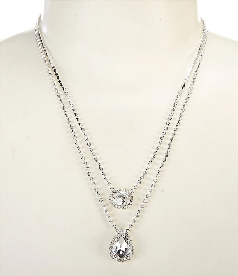 Cezanne Duo Pendant Short Multi Strand Necklace