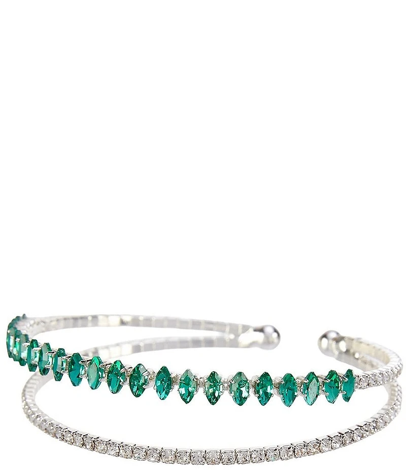 Cezanne Emerald Floating Rows Cuff Bracelet