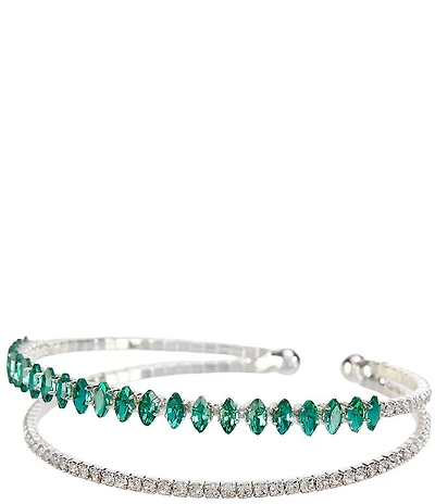 Cezanne Emerald Floating Rows Cuff Bracelet