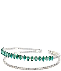 Cezanne Emerald Floating Rows Cuff Bracelet