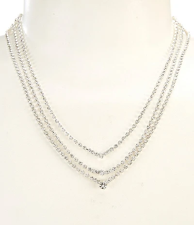Cezanne Fine Crystal Chain Short Multi-Strand Necklace
