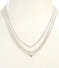 Cezanne Fine Crystal Chain Short Multi-Strand Necklace