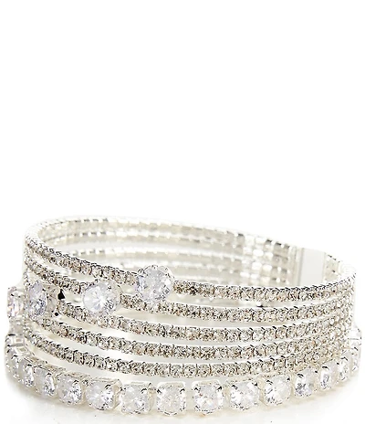 Cezanne Illusion Rows Rhinestone Cuff Bracelet
