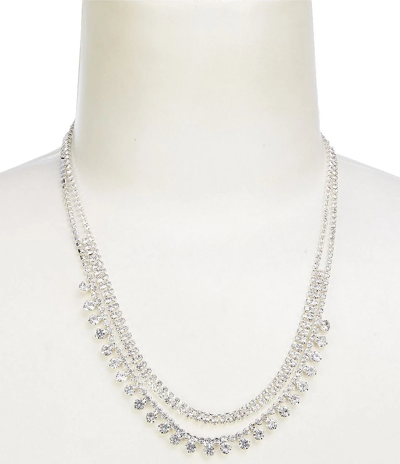 Cezanne Layered Duo Rhinestone Rows Statement Necklace