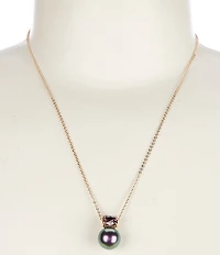Cezanne Light Amethyst Rectangle Stone Pearl Drop Short Pendant Necklace