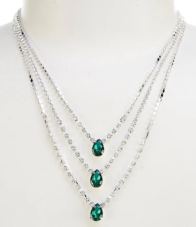 Cezanne Madalyn Emerald Rows Short Multi-Strand Necklace