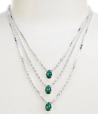 Cezanne Madalyn Emerald Rows Short Multi-Strand Necklace