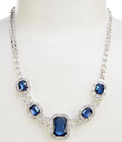 Cezanne Montana & Crystal Stone 2 Row Frontal Collar Necklace