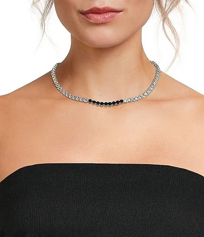 Cezanne Montana Round Stone Frontal Rhinestone Chain Collar Necklace