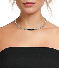 Cezanne Montana Round Stone Frontal Rhinestone Chain Collar Necklace