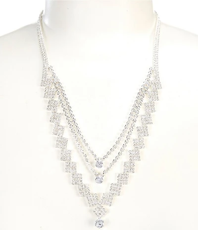 Cezanne Multi Row Mix Crystal Short Multi Strand Necklace