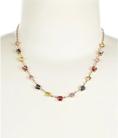Cezanne Multi Stone Frontal Delicate Short Chain Collar Necklace