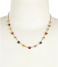 Cezanne Multi Stone Frontal Delicate Short Chain Collar Necklace