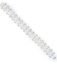 Cezanne Parris Pearl Crystal Tracks Multi Row Statement Line Bracelet