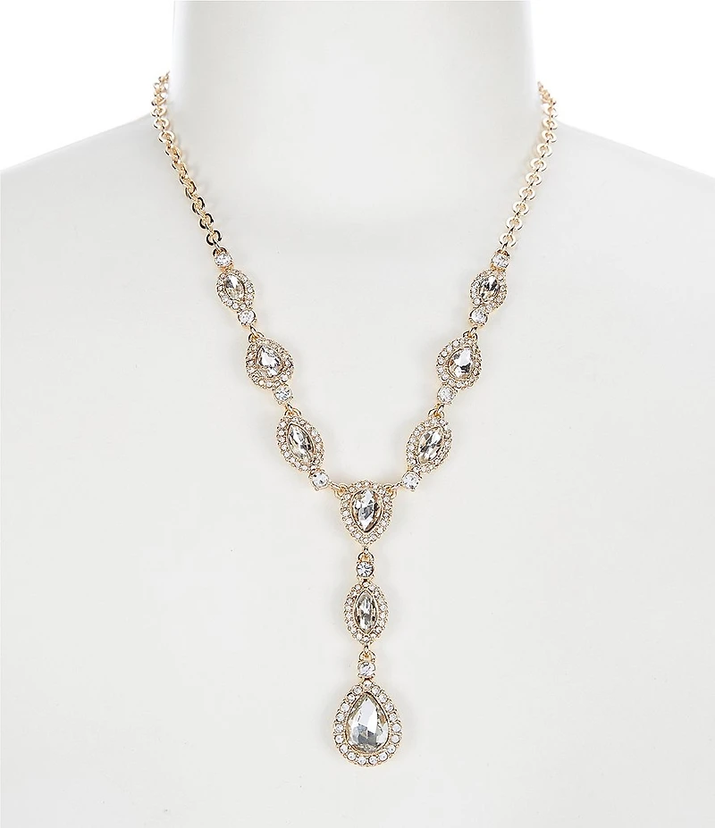 Cezanne Pave Navette Crystal Statement Y Necklace