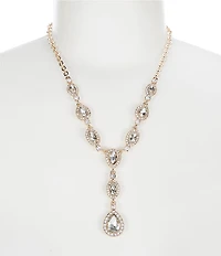 Cezanne Pave Navette Crystal Statement Y Necklace
