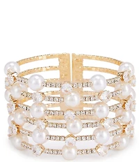 Cezanne Pearl Rhinestone Statement Cuff Bracelet