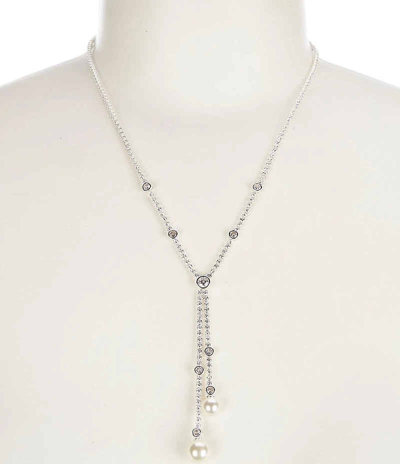 Cezanne Rhineston Cubic Zirconia Pearl Y Necklace