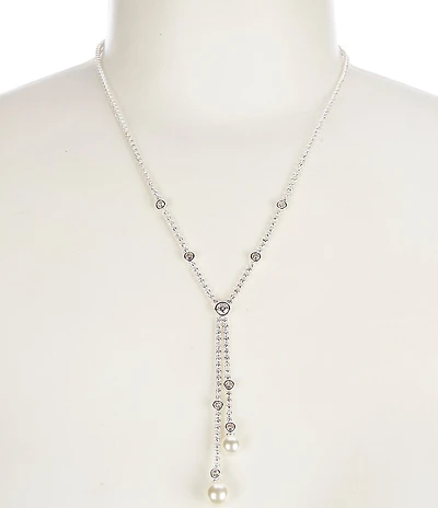 Cezanne Rhineston Cubic Zirconia Pearl Y Necklace
