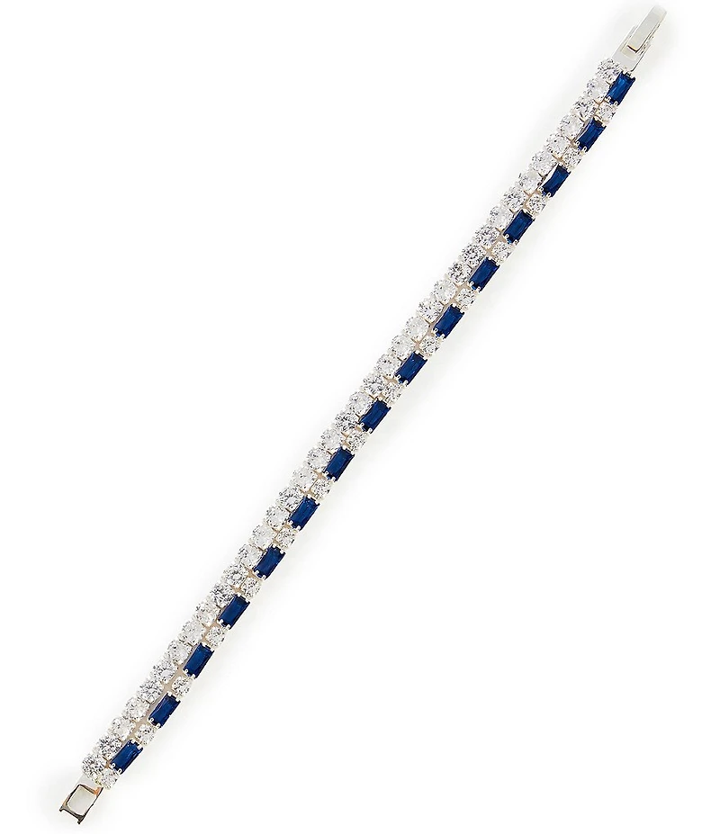 Cezanne Round & Montana Baguette Stone Double Row Line Bracelet