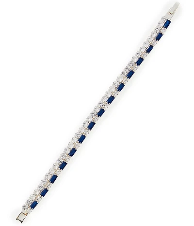 Cezanne Round & Montana Baguette Stone Double Row Line Bracelet