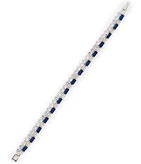 Cezanne Round & Montana Baguette Stone Double Row Line Bracelet