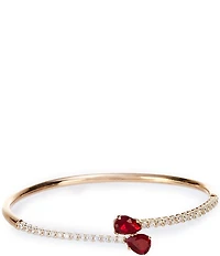 Cezanne Siam Teardrop Stone Crystal CZ Pave Bypass Bangle Bracelet