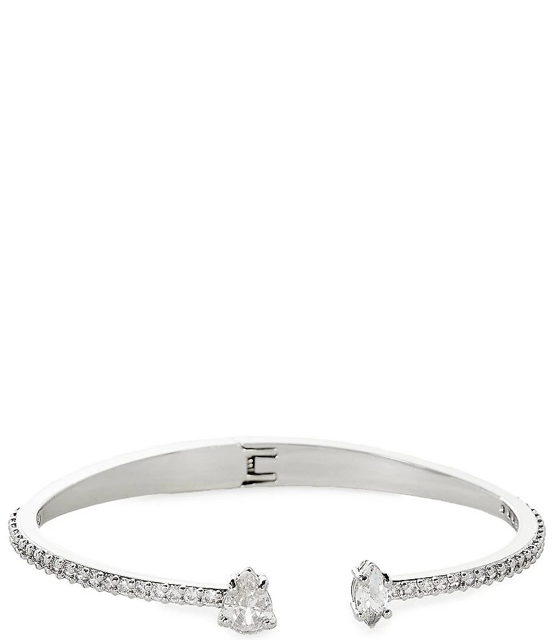 Cezanne Teardrop & Navette Stone Delicate Pave Hinge Bracelet