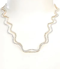 Cezanne Wavy Rhinestone Collar Necklace Set
