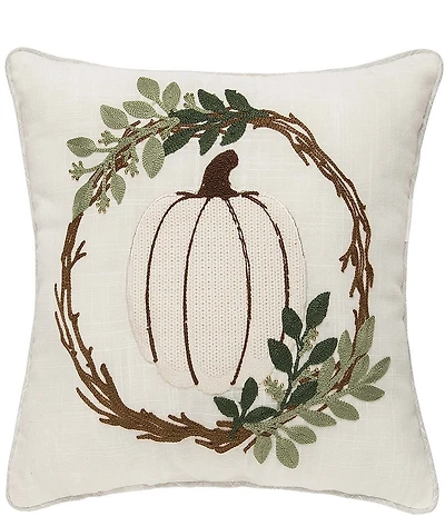 C&F Home Fall Harvest Collection White Pumpkin Wreath Square Throw Pillow