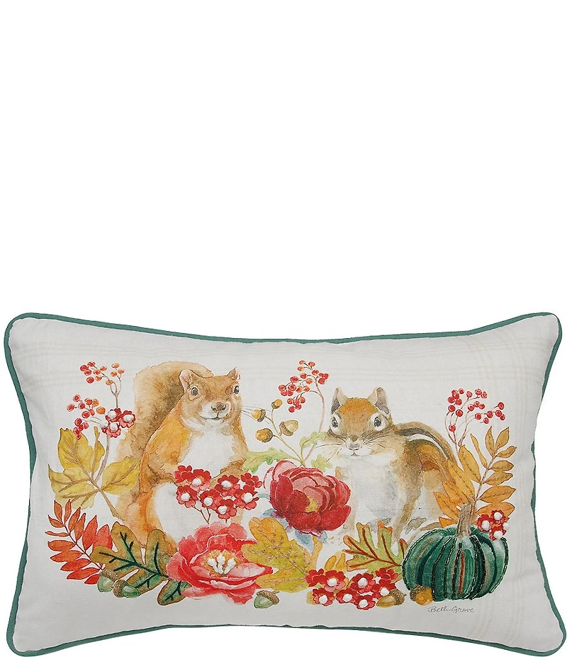 C&F Home Festive Fall Collection Squirrel & Chipmunk Harvest Throw Pillow