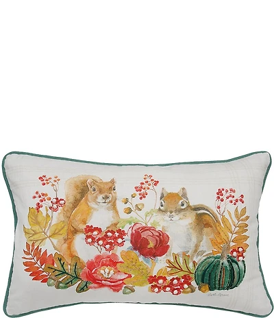 C&F Home Festive Fall Collection Squirrel & Chipmunk Harvest Throw Pillow