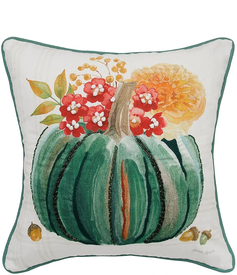 C&F Home Festive Fall Collection Teal Pumpkin Harvest Throw Pillow