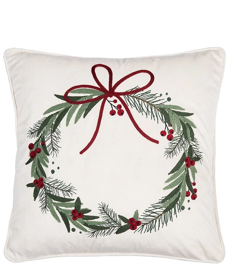 C&F Home Holiday Collection Christmas Wreath Throw Pillow