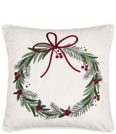 C&F Home Holiday Collection Christmas Wreath Throw Pillow