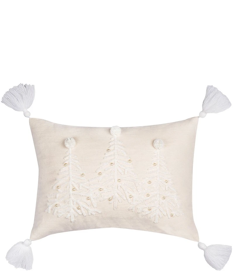 C&F Home Holiday Collection Embellished Trees with Tassels Throw Pillow