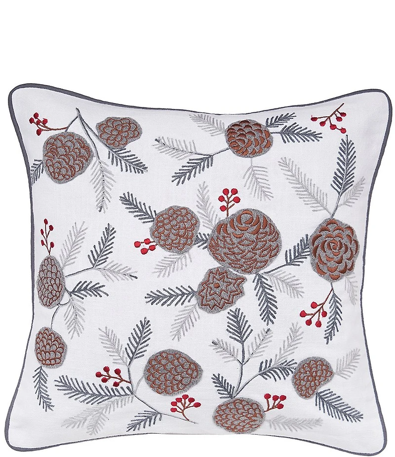 C&F Home Holiday Collection Pinecone and Berries Christmas Throw Pillow