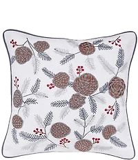 C&F Home Holiday Collection Pinecone and Berries Christmas Throw Pillow
