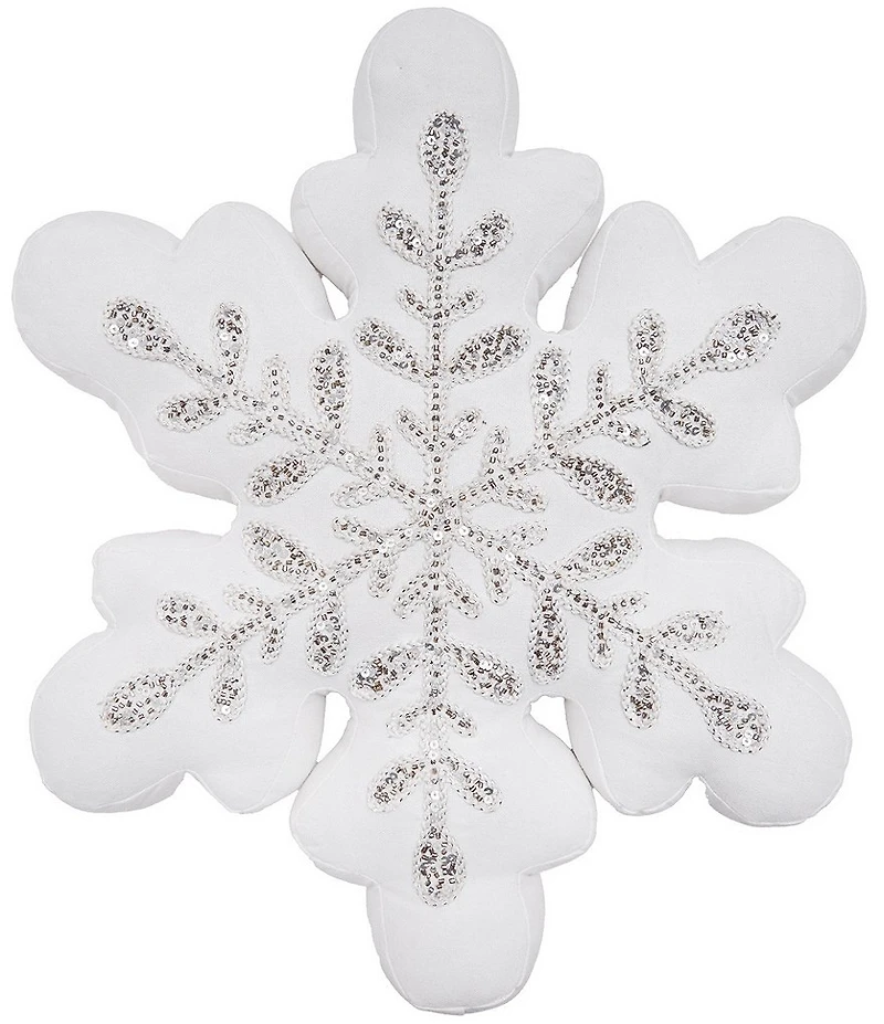 C&F Home Holiday Collection Sparkle Snowflake Shaped Decorative Throw Pillow
