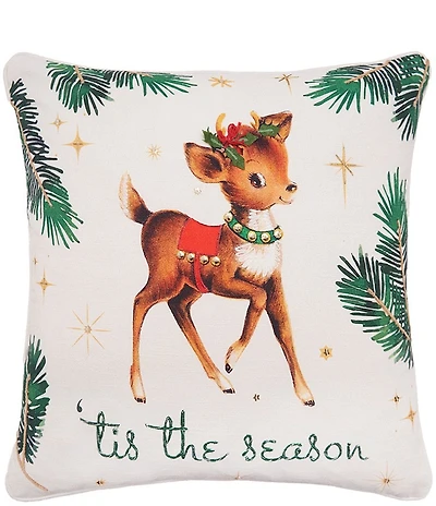 C&F Home Holiday Collection Vintage Reindeer Decorative Throw Pillow